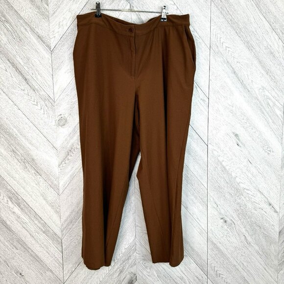 Eileen Fisher Pants Womens Plus Size 18 Brown Wide Leg Ankle Strech Lagenlook - Picture 1 of 4